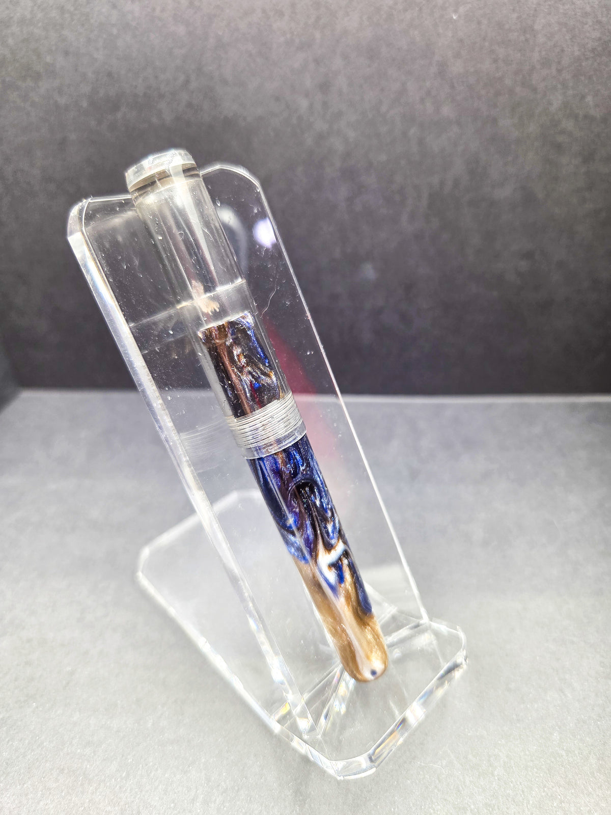 F14 - Taschenstift - SNR - Mocha Blue - Transparent charcoal acrylic cap