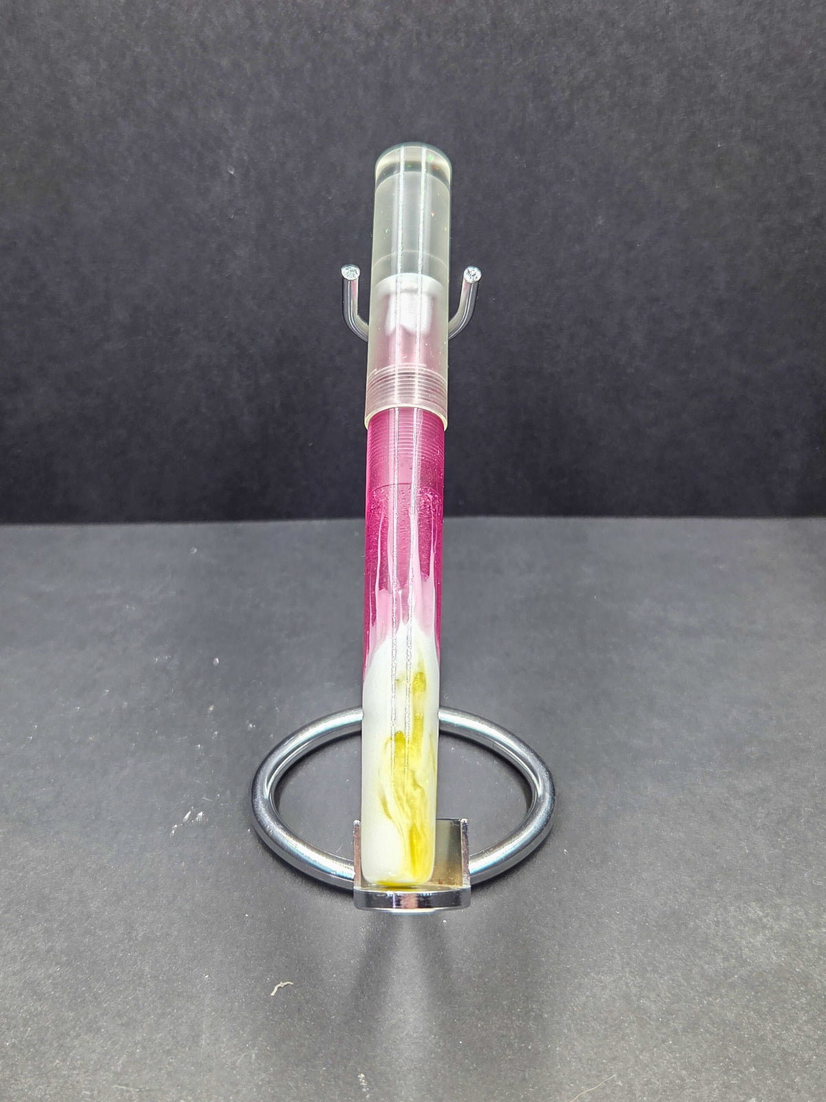 B14-  Erste - White-Fuchsia-Yellow w/ Transparent cap