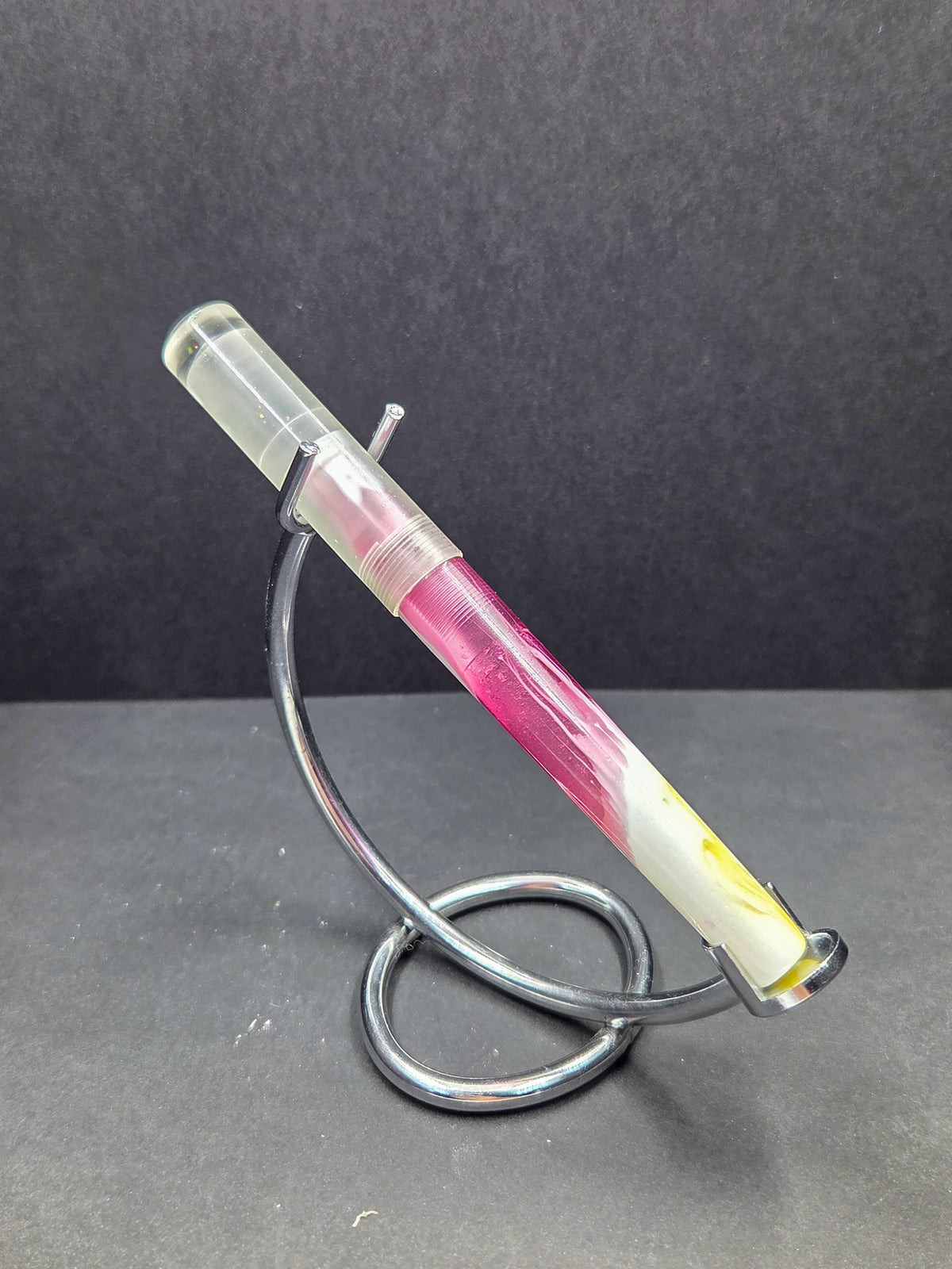 B14-  Erste - White-Fuchsia-Yellow w/ Transparent cap