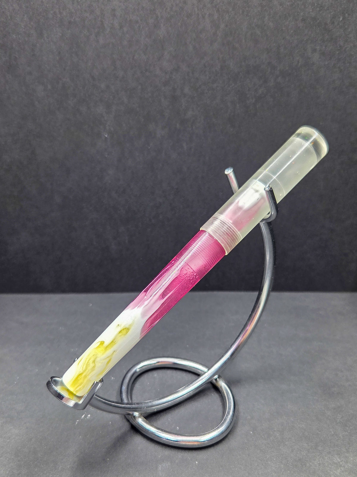 B14-  Erste - White-Fuchsia-Yellow w/ Transparent cap