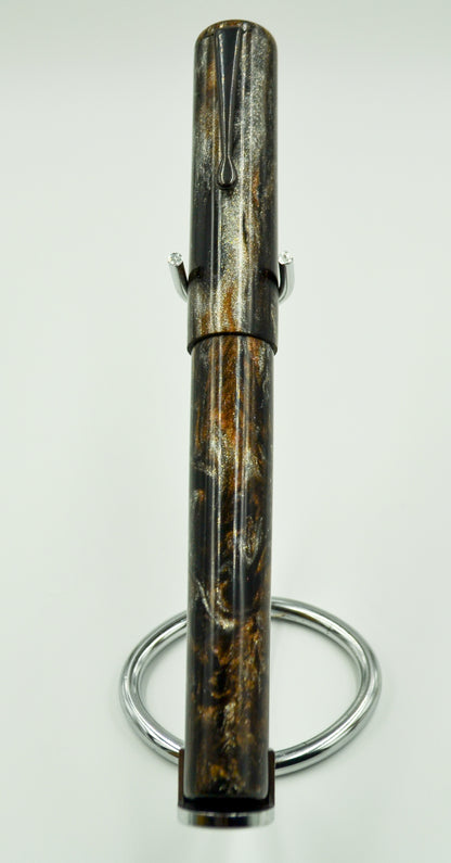 M566C - (Evancio) - Heimdallr resin - BOCK #8 Titanium F nib w-ebonite feed