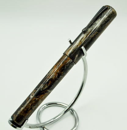 M566C - (Evancio) - Heimdallr resin - BOCK #8 Titanium F nib w-ebonite feed